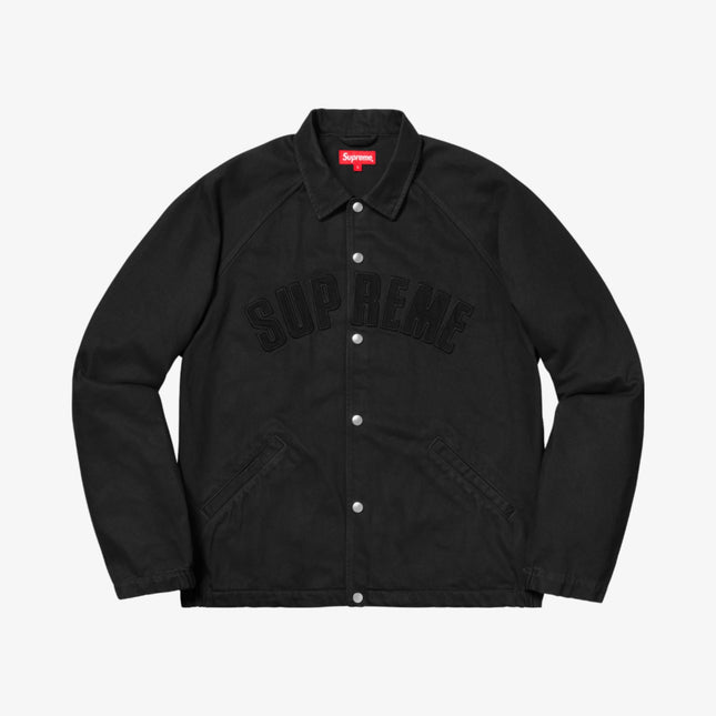 Supreme Snap Front Twill Jacket Black (FW18) - SOLE SERIOUSS (1)