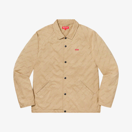 Supreme Snap Front Twill Jacket 'Jacquard Logos' Tan (FW19) - SOLE SERIOUSS (1)