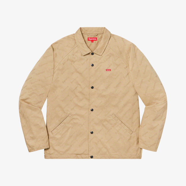 Supreme Snap Front Twill Jacket 'Jacquard Logos' Tan (FW19) - SOLE SERIOUSS (1)