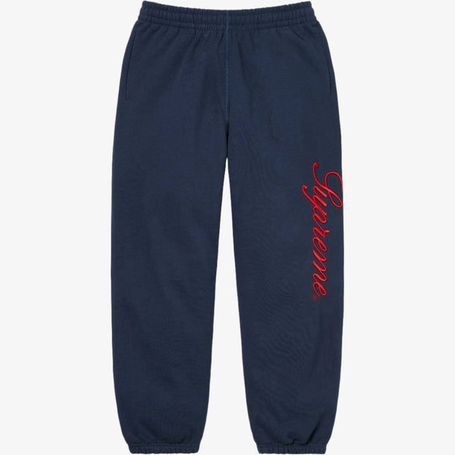 Supreme Sweatpant 'Embroidered Script' Navy (FW24) | SOLE SERIOUSS [1]