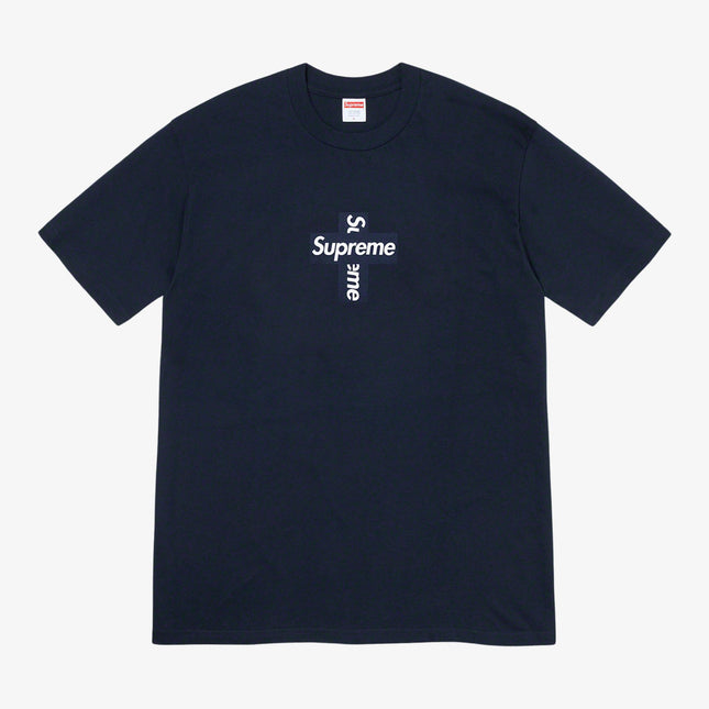 Supreme Tee 'Cross Box Logo' Navy (FW20) - SOLE SERIOUSS (1)