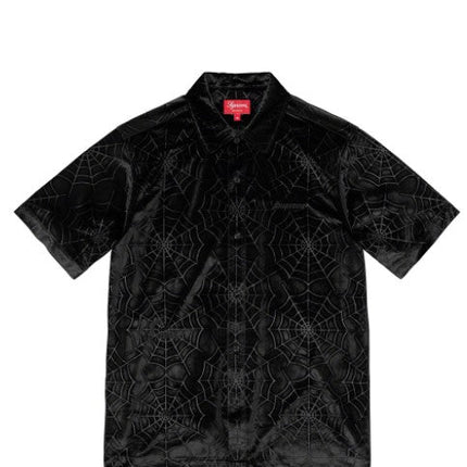 Supreme Velvet S/S Shirt 'Spider Web' Black FW21 - SOLE SERIOUSS (1)