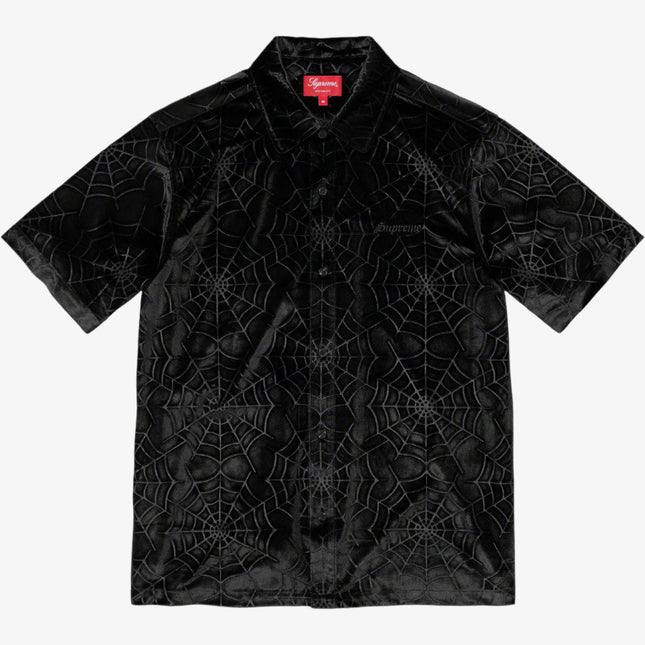 Supreme Velvet S/S Shirt 'Spider Web' Black (FW21) - SOLE SERIOUSS (1)