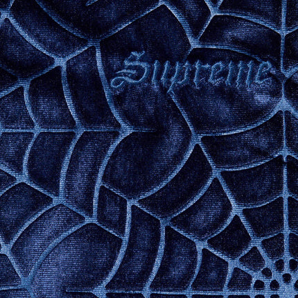 Supreme Velvet S/S Shirt 'Spider Web' Navy (FW21) - SOLE SERIOUSS (2)