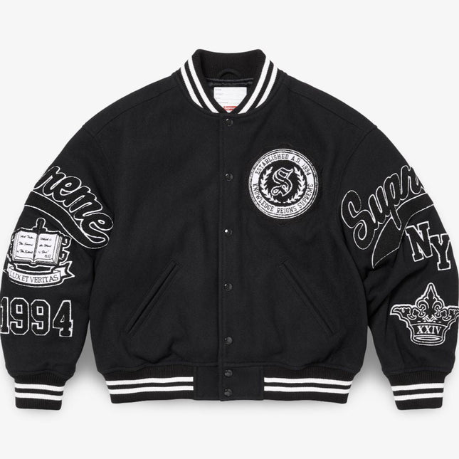 Supreme Veritas Varsity Jacket Black (FW24) - SOLE SERIOUSS (1)