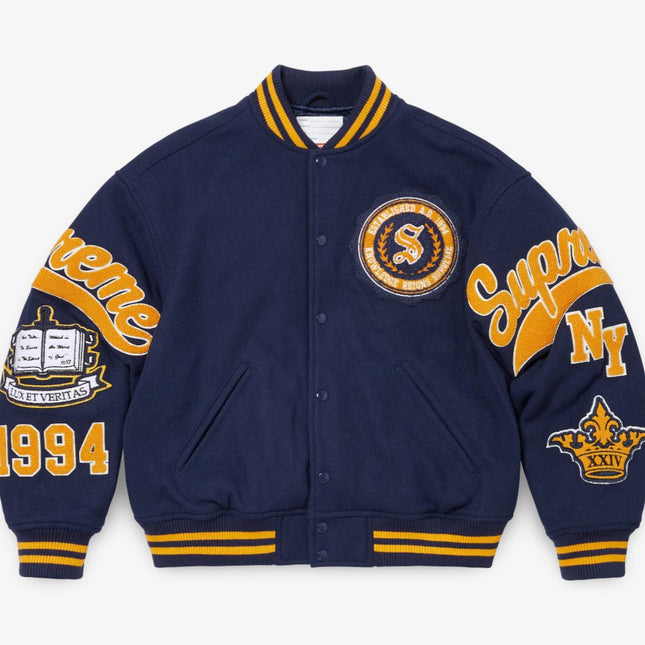 Supreme Veritas Varsity Jacket Navy (FW24) - SOLE SERIOUSS (1)