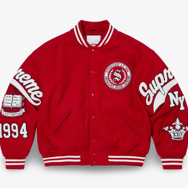 Supreme Veritas Varsity Jacket Red (FW24) - SOLE SERIOUSS (1)