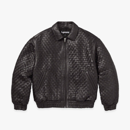 Supreme Woven Leather Varsity Jacket Black (FW23) - SOLE SERIOUSS (1)