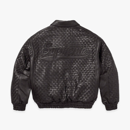 Supreme Woven Leather Varsity Jacket Black (FW23) - SOLE SERIOUSS (2)