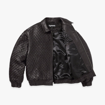 Supreme Woven Leather Varsity Jacket Black (FW23) - SOLE SERIOUSS (3)