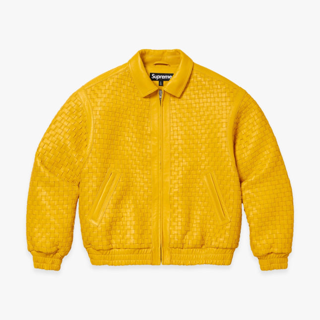 Supreme Woven Leather Varsity Jacket Yellow (FW23) - SOLE SERIOUSS (1)