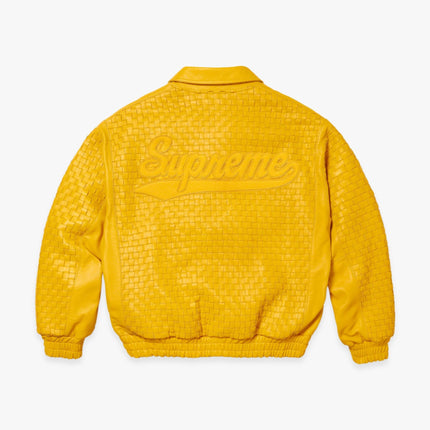 Supreme Woven Leather Varsity Jacket Yellow (FW23) - SOLE SERIOUSS (2)