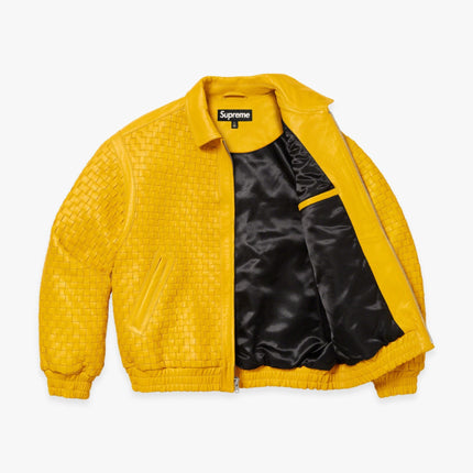 Supreme Woven Leather Varsity Jacket Yellow (FW23) - SOLE SERIOUSS (3)