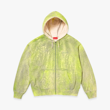 Supreme Zip Up Hooded Sweatshirt 'Crackle' Yellow (FW23) - SOLE SERIOUSS (1)