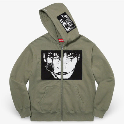 Supreme Zip Up Hooded Sweatshirt 'The Crow' Light Olive (FW21) - SOLE SERIOUSS (2)