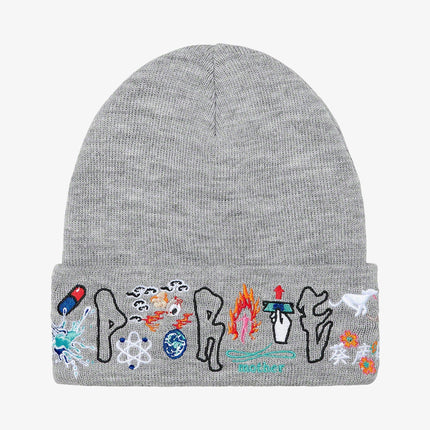 Supreme x AOI Beanie 'Icons' Heather Grey (FW21) - SOLE SERIOUSS (1)