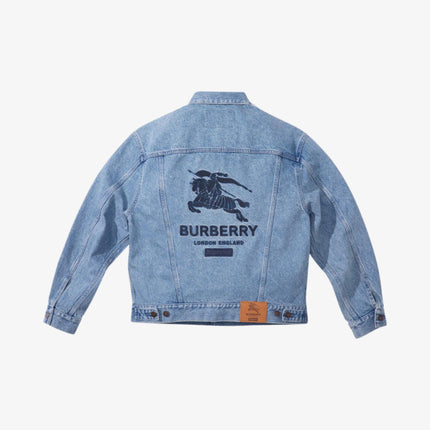 Supreme x Burberry Denim Trucker Jacket Washed Blue (SS22) - SOLE SERIOUSS (2)