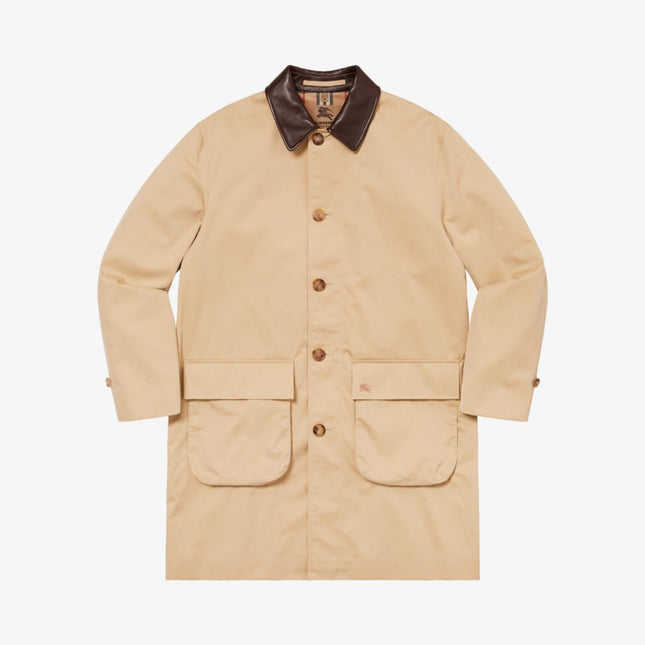 Supreme x Burberry Leather Collar Trench Beige (SS22) - SOLE SERIOUSS (1)