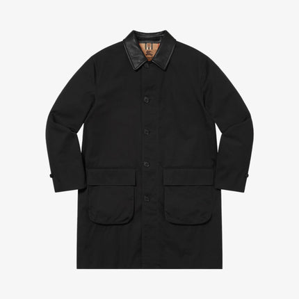 Supreme x Burberry Leather Collar Trench Black SS22 - SOLE SERIOUSS (1)