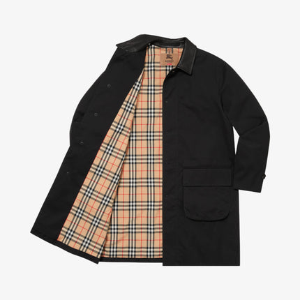 Supreme x Burberry Leather Collar Trench Black SS22 - SOLE SERIOUSS (2)