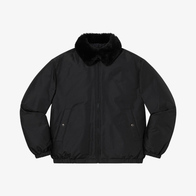 Supreme x Burberry Shearling Collar Down Puffer Jacket Black (SS22) - SOLE SERIOUSS (1)