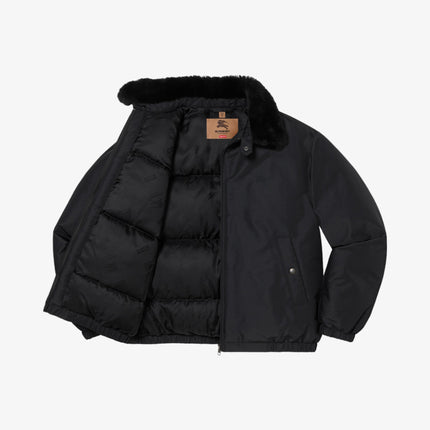 Supreme x Burberry Shearling Collar Down Puffer Jacket Black (SS22) - SOLE SERIOUSS (2)