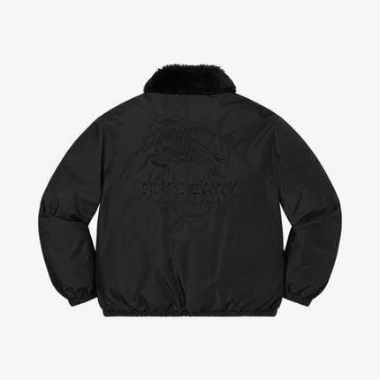 Supreme x Burberry Shearling Collar Down Puffer Jacket Black (SS22) - SOLE SERIOUSS (3)