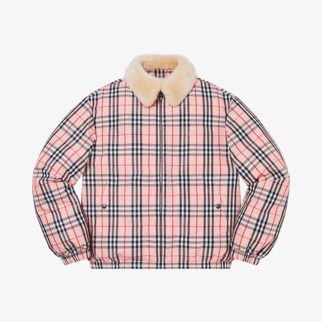 Supreme x Burberry Shearling Collar Down Puffer Jacket Pink (SS22) - SOLE SERIOUSS (1)