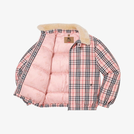 Supreme x Burberry Shearling Collar Down Puffer Jacket Pink (SS22) - SOLE SERIOUSS (2)