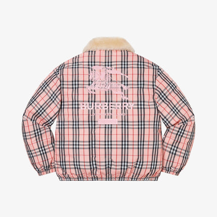 Supreme x Burberry Shearling Collar Down Puffer Jacket Pink (SS22) - SOLE SERIOUSS (3)