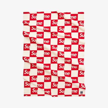 Supreme x Faribault Mill Co. Woolen Throw 'Checkerboard' Red FW21 - SOLE SERIOUSS (1)