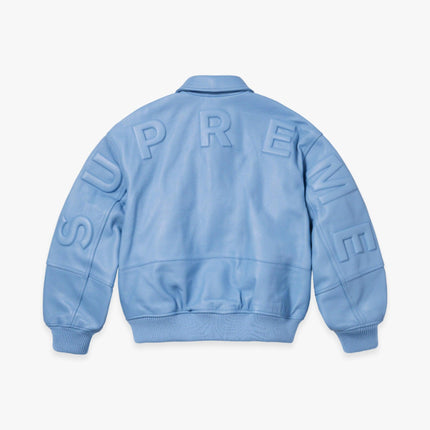 Supreme x GORE-TEX Infinium Windstopper Leather Varsity Jacket Light Blue (FW23) - SOLE SERIOUSS (3)