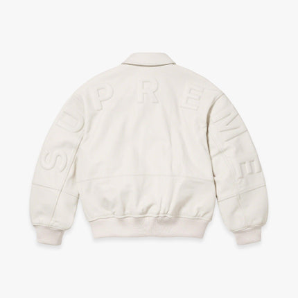 Supreme x GORE-TEX Infinium Windstopper Leather Varsity Jacket White (FW23) - SOLE SERIOUSS (3)