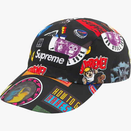 Supreme x GORE-TEX 'Stickers' Long Bill Camp Cap Black / Multi-Color (SS21) - SOLE SERIOUSS (1)