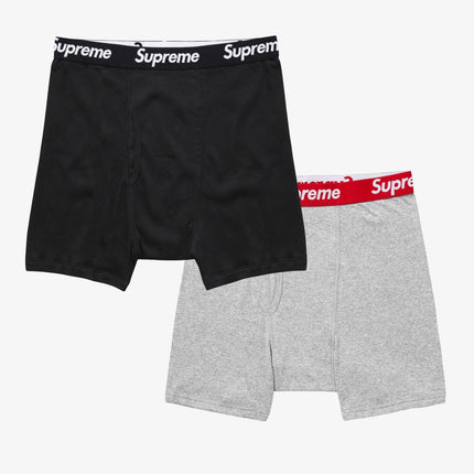 Supreme x Hanes Boxer Brief (1 Single Boxer Brief of Each) Black and Heather Grey | SOLE SERIOUSS [1]