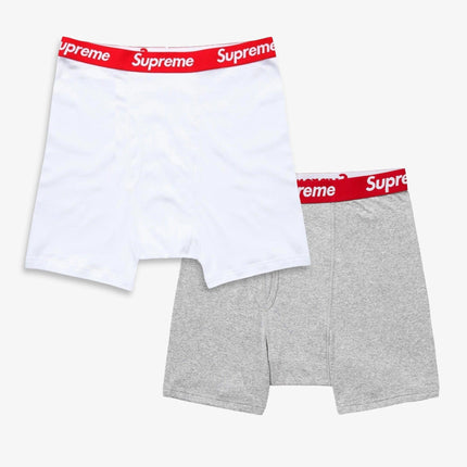 Supreme x Hanes Boxer Brief (1 Single Boxer Brief of Each) White and Heather Grey | SOLE SERIOUSS [1]