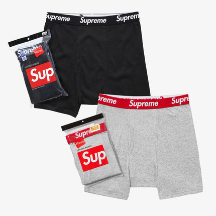 Supreme x Hanes Boxer Briefs (Full Pack of Each) Black and Heather Grey | SOLE SERIOUSS [1]