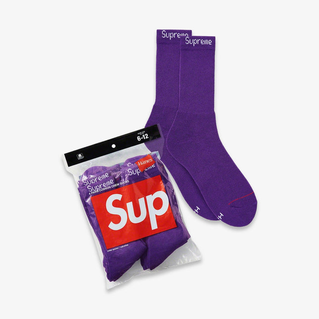 Supreme x Hanes Crew Socks (4 Pack) Purple (SS21) - SOLE SERIOUSS (1)