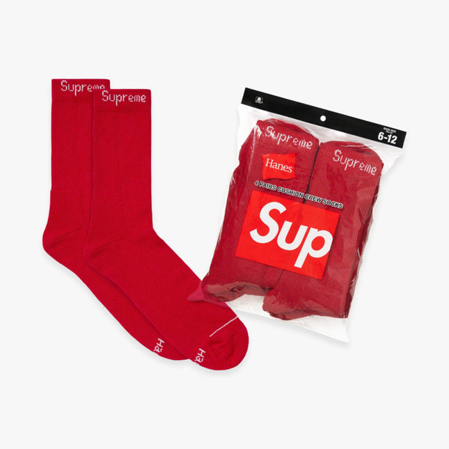 Supreme x Hanes Crew Socks (4 Pack) Red FW23 (2023) - SOLE SERIOUSS (1)