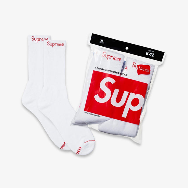 Supreme x Hanes Crew Socks (4 Pack) White FW23 - SOLE SERIOUSS (1)