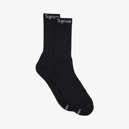 Supreme x Hanes Cushion Crew Socks (1 Single Pair of Each Socks) Black and Heather Grey | SOLE SERIOUSS [2]