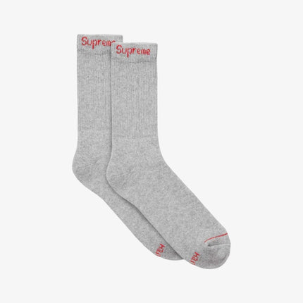 Supreme x Hanes Cushion Crew Socks (1 Single Pair of Each Socks) Black and Heather Grey | SOLE SERIOUSS [3]