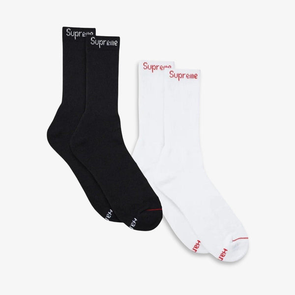 supreme socks 黒　白セット Supreme-x-Hanes-Cushion-Crew-