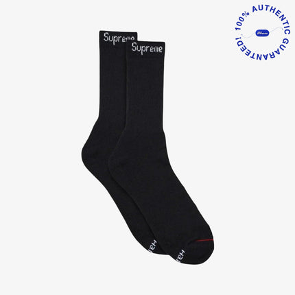 Supreme x Hanes Cushion Crew Socks (1 Single Pair of Each Socks) Black and White | SOLE SERIOUSS [2]