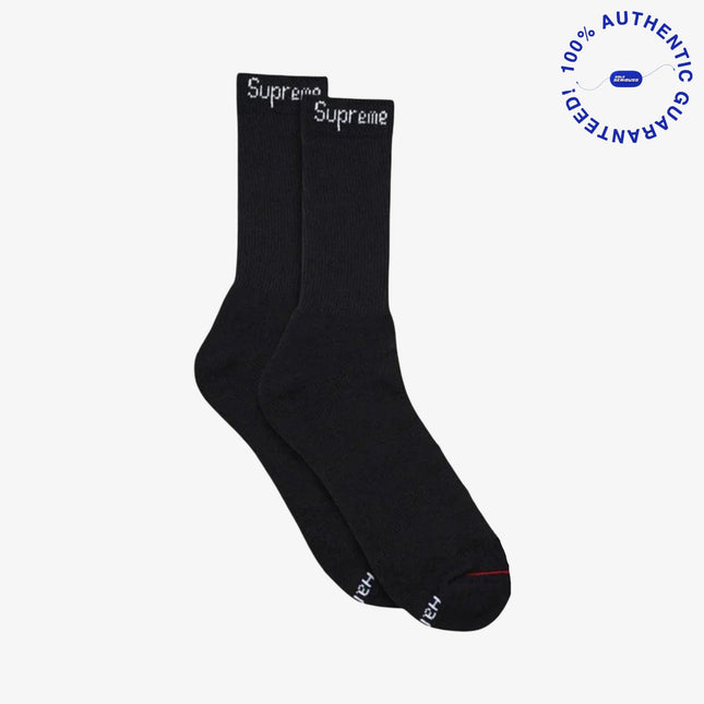 Supreme x Hanes Cushion Crew Socks (1 Single Pair of Socks) Black | SOLE SERIOUSS [1]