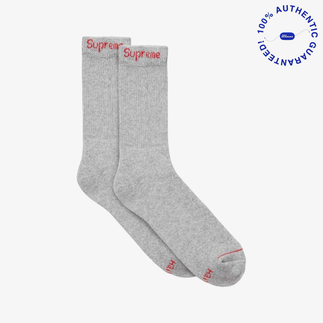 Supreme x Hanes Cushion Crew Socks (1 Single Pair of Socks) Heather Grey | SOLE SERIOUSS [1]