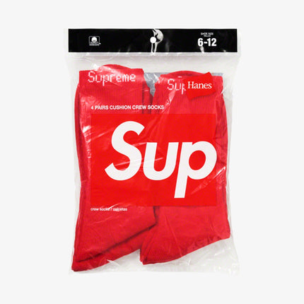 Supreme x Hanes Cushion Crew Socks (4 Pack) Red | SOLE SERIOUSS [3]