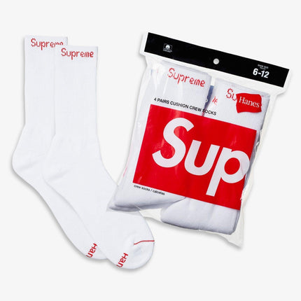 Supreme x Hanes Cushion Crew Socks (Full Pack) White | SOLE SERIOUSS [1]