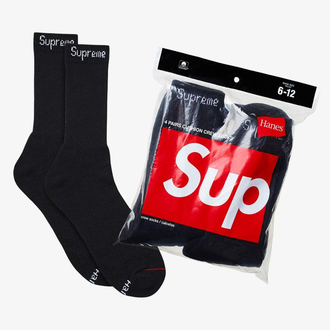 Supreme x Hanes Cushion Crew Socks (Full Pack of Each) Black, White and Heather Grey | SOLE SERIOUSS [2]