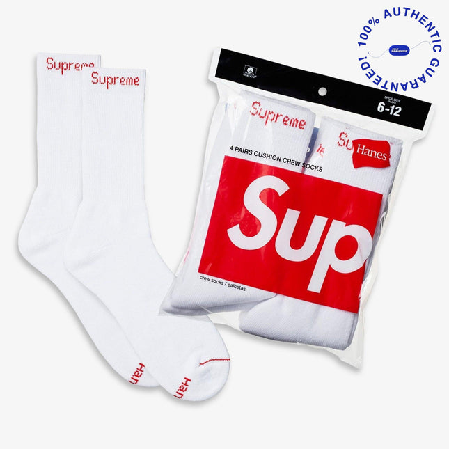Supreme x Hanes Cushion Crew Socks (Full Pack) White | SOLE SERIOUSS [1]